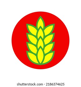 Wheat logo design. Round vector illustration with red, green and yellow colors on white background. Isolated drawing.