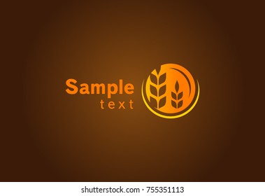 Wheat logo design template, silhouette grain vector