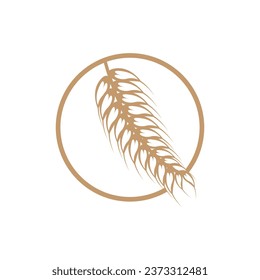 Modelo de ilustración simple de diseño de grano con logotipo de trigo