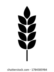 Wheat logo. Icon bakery. Spike wheat. Bread grain isolated on background. Stalk oat, barley, corn, rye, malt, bran, millet, maize, rice. Harvest seed for flour. Silhouette ear of wheat. Sign crop