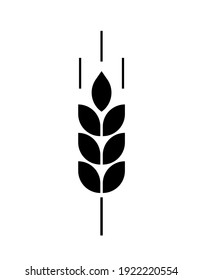 Logo del Trigo. Panadería de iconos. Trigo espumoso. Grano de pan aislado en el fondo. Abrigo, cebada, maíz, centeno, malta, salvado, mijo, maíz, arroz. Cosecha semilla para harina. La silueta marca la oreja de trigo. Vector