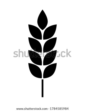 Wheat logo. Icon bakery. Spike wheat. Bread grain isolated on background. Stalk oat, barley, corn, rye, malt, bran, millet, maize, rice. Harvest seed for flour. Silhouette ear of wheat. Sign crop