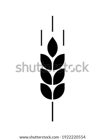 Wheat logo. Icon bakery. Spike wheat. Bread grain isolated on background. Stalk oat, barley, corn, rye, malt, bran, millet, maize, rice. Harvest seed for flour. Silhouette sign ear of wheat. Vector