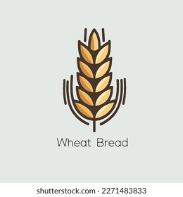 Wheat logo icon. Ears of wheat isolated on grey background. bread logo template