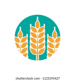 Wheat logo icon emblem design. Food cereal grain badge vector illustration