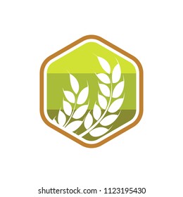 Wheat logo icon emblem design. Food cereal grain badge vector illustration