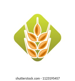 Wheat logo icon emblem design. Food cereal grain badge vector illustration