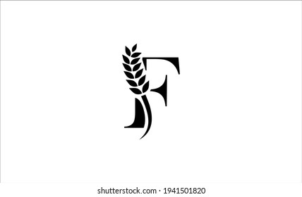 wheat logo letter f vector illustration