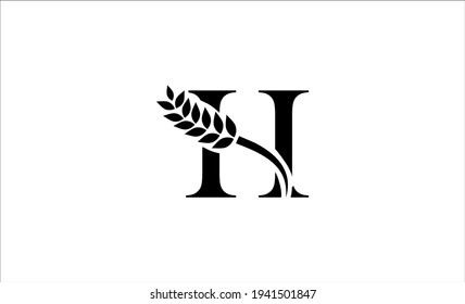 wheat logo letter h vector illustration