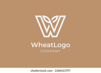 Wheat Logo, letter W with wheat combination, usable for brand and company logos, flat design logo template, vector illustration