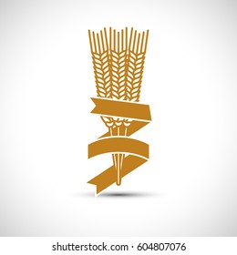 Wheat logo with ribbon vector illustration food symbol