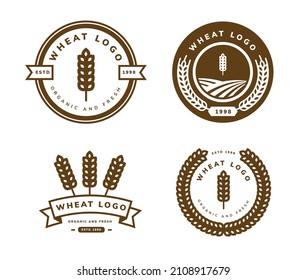 wheat logo set template design