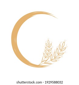 Wheat logo sign isolated on white background vector illustration. Flat design.