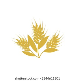 Wheat Logo, Simple Farmer Garden Design, Vector Template Silhouette Illustration