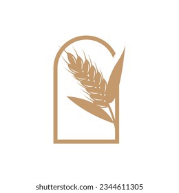 Weizenlogo, einfaches Farmer Garden Design, Vektorvorlage Silhouette Illustration