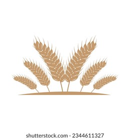 Wheat Logo, Simple Farmer Garden Design, Vector Template Silhouette Illustration