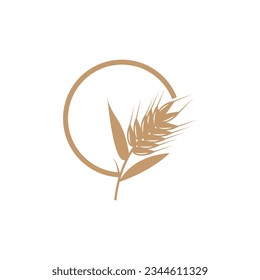 Wheat Logo, Simple Farmer Garden Design, Vector Template Silhouette Illustration