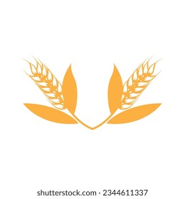 Wheat Logo, Simple Farmer Garden Design, Vector Template Silhouette Illustration