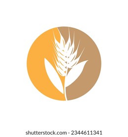 Wheat Logo, Simple Farmer Garden Design, Vector Template Silhouette Illustration