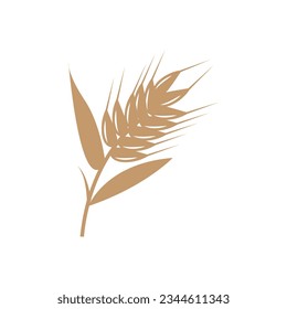 Wheat Logo, Simple Farmer Garden Design, Vector Template Silhouette Illustration