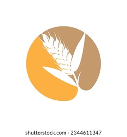 Wheat Logo, Simple Farmer Garden Design, Vector Template Silhouette Illustration