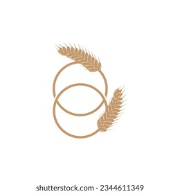 Wheat Logo, Simple Farmer Garden Design, Vector Template Silhouette Illustration