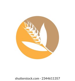 Wheat Logo, Simple Farmer Garden Design, Vector Template Silhouette Illustration