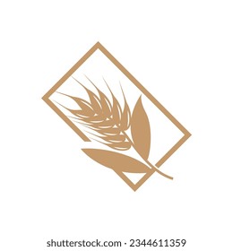 Wheat Logo, Simple Farmer Garden Design, Vector Template Silhouette Illustration