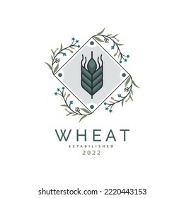 Wheat logo template design for brand or company and other