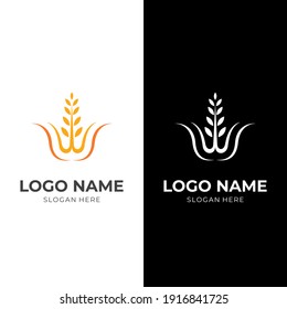 wheat logo vector flat yellow and white color style