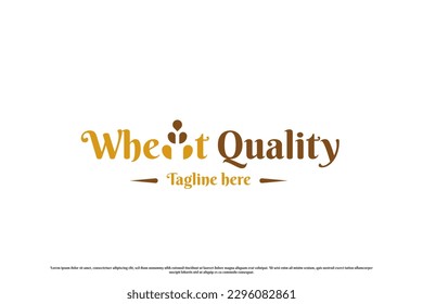 Wheat logotype design illustration. Wheat leaf silhouette oat rye meal cereal buckwheat leaves aligned. Lettering typography for nature plantation agriculture rural agribusiness food stamp symbol icon