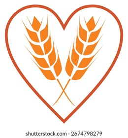 Diseño de Vector de icono de logotipo de amor de trigo

