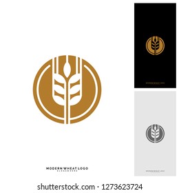 Wheat Luxury Grain and bread labels. Nature wheat. Agriculture wheat Logo Template Vector
