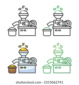 Diseño de iconos de trigo para máquina de trigo en cuatro colores de variación