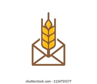Wheat Mail Icon Logo Design Element