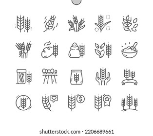 Wheat. Nature vegetable organic food nutrition. Buy, price and product reviews. Pixel Perfect Vector Thin Line Icons. Simple Minimal Pictogram