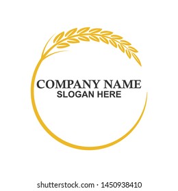 wheat nettle grain in circle shape vector logo design template. vector logo design and elements of wheat grain. prosperity symbol