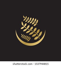 Wheat oat agriculture icon Logo design Template with circle. Can be used for bread, organic, nutrition element. Vector Illustration