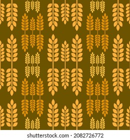 Weizen auf braunem Hintergrund, nahtloses Muster, Textur, Vektorgrafik