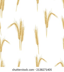 Wheat on a white background seamless pattern 