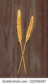 Wheat on wooden background. Vector eps 10.