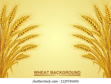 Wheat on the yellow background in the left hand corner has space for text input. Vector illustrations