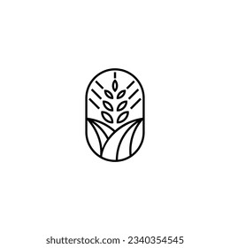 Diseño del logotipo de la línea de ganadería de trigo o arroz