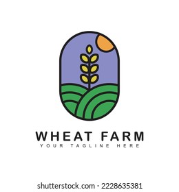 Wheat Paddy vector illustration. wheat logo crreative design. Farmland icon in outline style. vector illustration