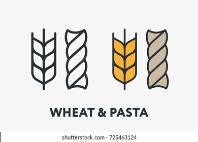 Wheat and Pasta. Bakery Flour Concept. Minimal Flat Line Outline Colorful and Stroke Icon Pictogram