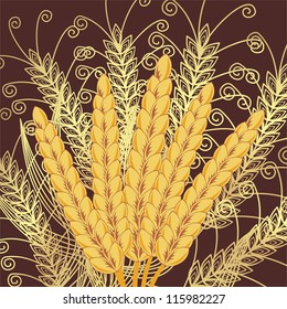 Wheat pattern background gold vector illustration