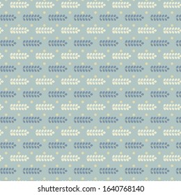 Wheat pattern in blue pastel colors, vector seamless background