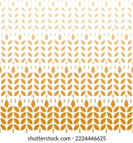 Wheat pattern. Grain malt and wheat, barley, oat, rice, millet, maize, bran, rye or corn. Wheat ears gold background. Golden texture plant for design prints. Flour for bread bg. Vector illustration