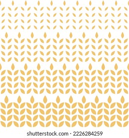 Wheat pattern. Grain malt and wheat, barley, oat, rice, millet, maize, bran, rye or corn. Wheat ears gold background. Golden texture plant for design prints. Flour for bread bg. Vector illustration