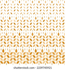 Wheat pattern. Grain malt and wheat, barley, oat, rice, millet, maize, bran, rye or corn. Wheat ears gold background. Golden texture plant for design prints. Flour for bread bg. Vector illustration